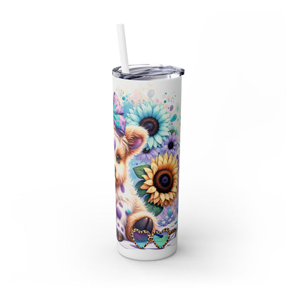 Cute Cow With Coffee - SleekSip Skinny 20oz Tumbler with Straw