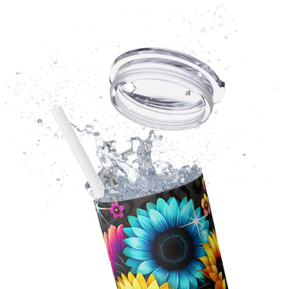 Colorful Bright Flowers - SleekSip Skinny 20oz Tumbler with Straw