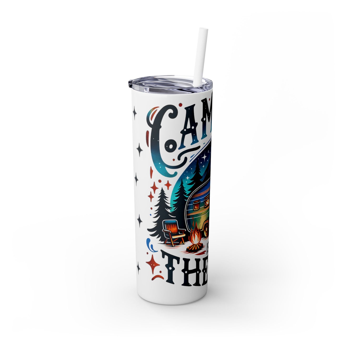 Camping is my therapy - SleekSip Skinny 20oz Tumbler with Straw