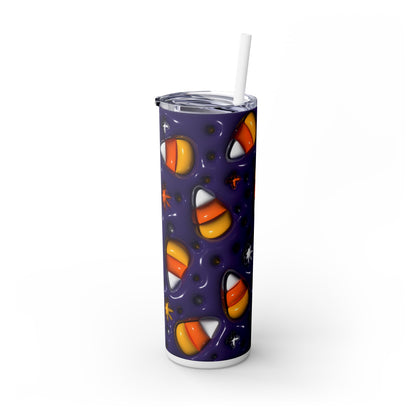 3D Inflated Candy Corn Halloween - SleekSip Skinny 20oz Tumbler with Straw