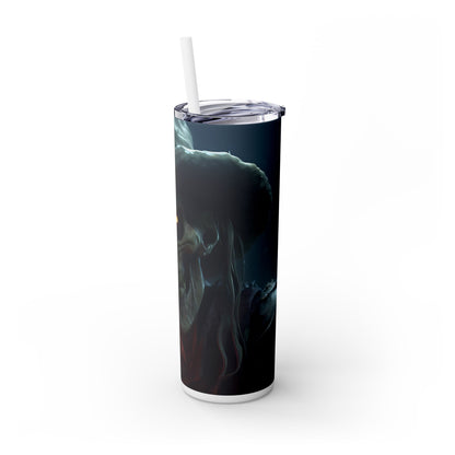 Scary Ghost Skeleton - SleekSip Skinny 20oz Tumbler with Straw