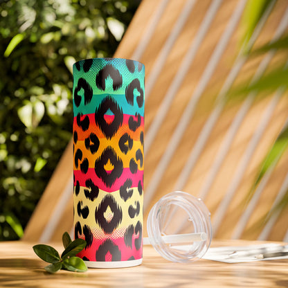 Colorful Animal Print - SleekSip Skinny 20oz Tumbler with Straw