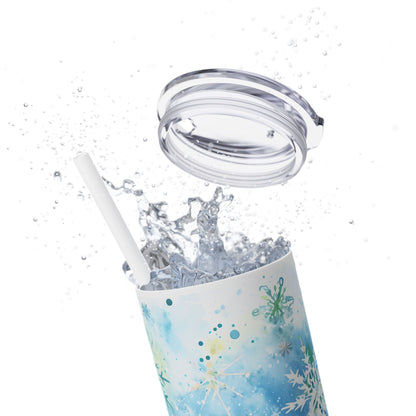 Blue Snowflakes - SleekSip Skinny 20oz Tumbler with Straw