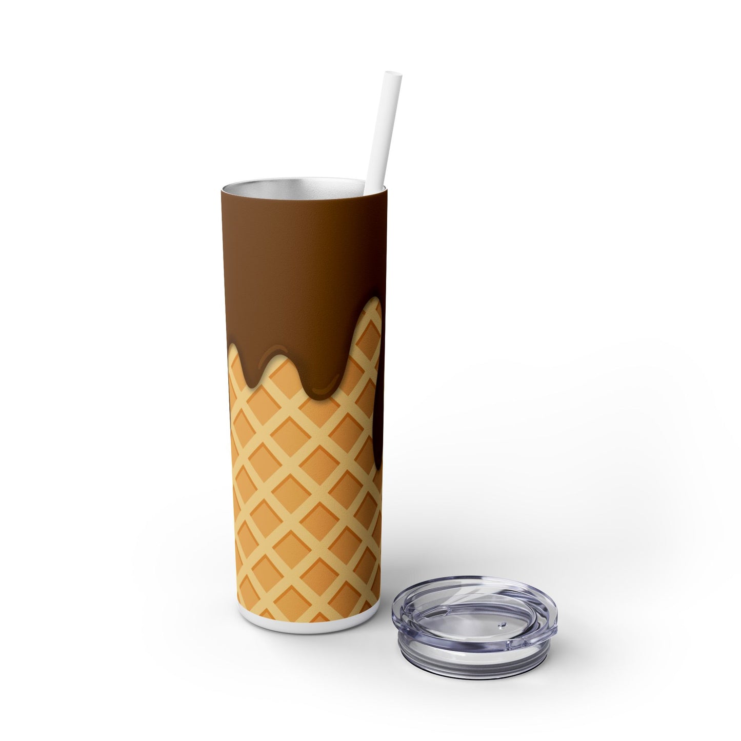 Dripping Ice Cream Waffle Cone - SleekSip Skinny 20oz Tumbler with Straw