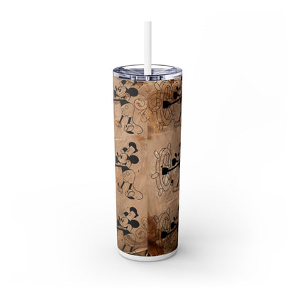 Steamboat Mickey Mouse - SleekSip Skinny 20oz Tumbler with Straw