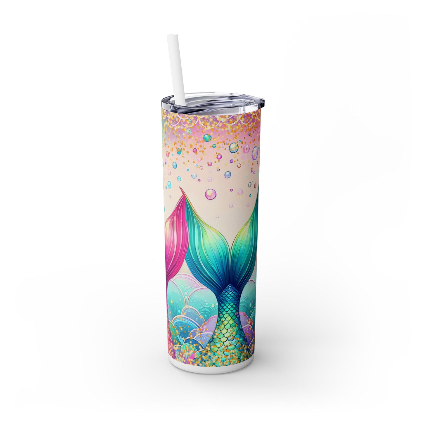 Glitter Mermaid - SleekSip Skinny 20oz Tumbler with Straw