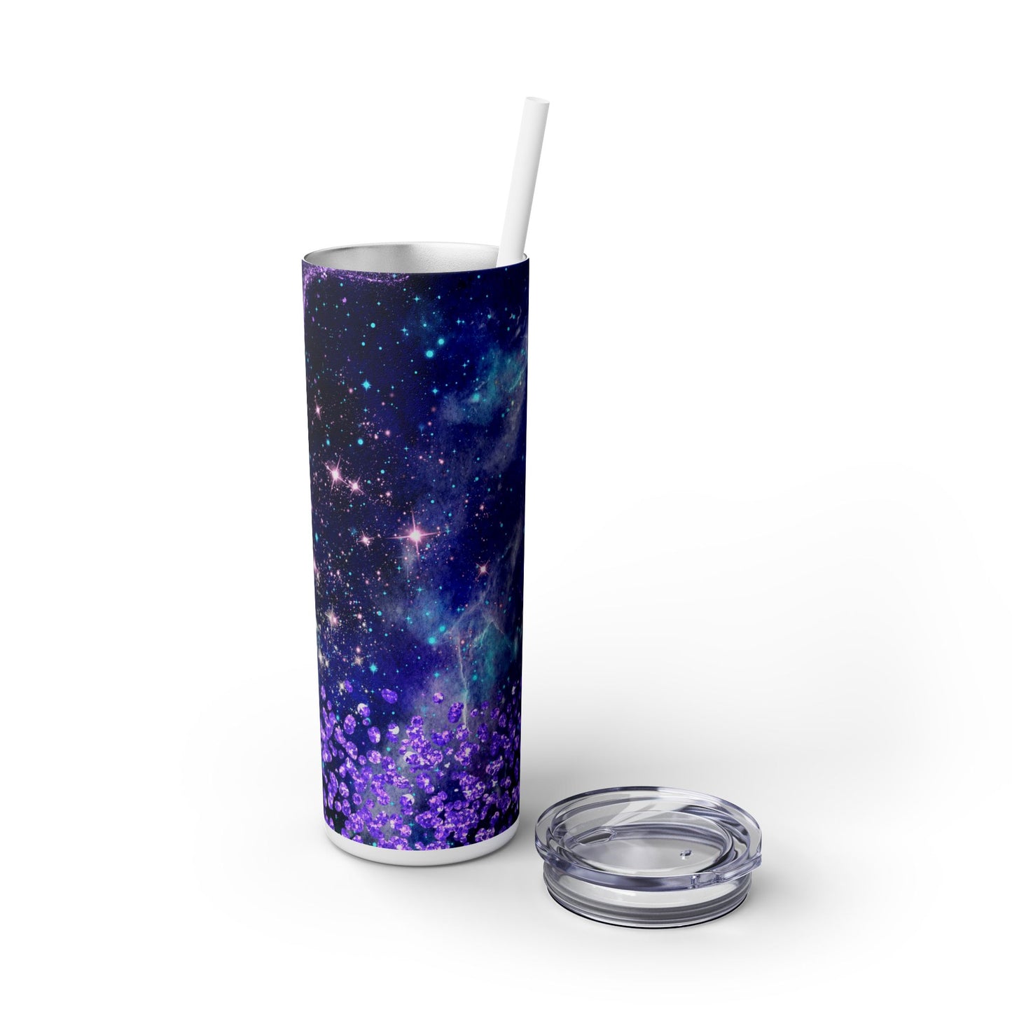 Blue Purple Glitter - SleekSip Skinny 20oz Tumbler with Straw