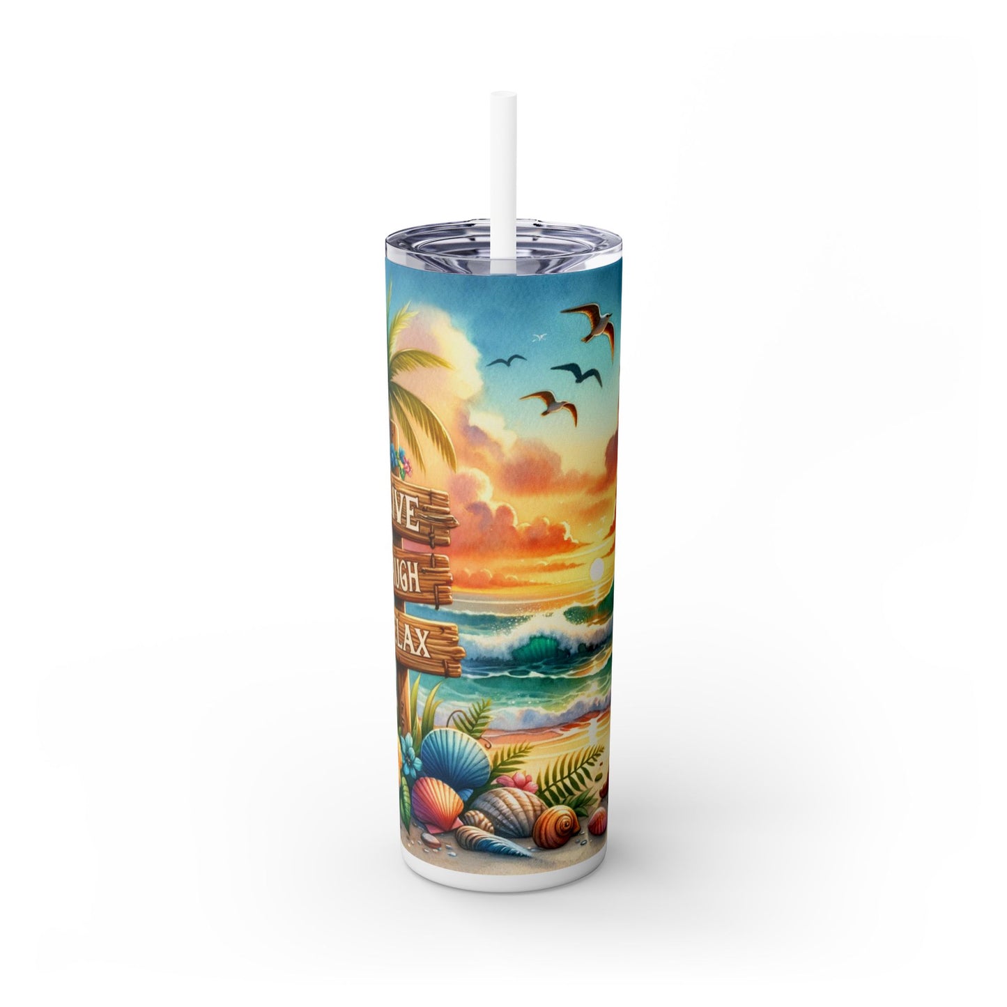 Live Laugh Relax Beach - SleekSip Skinny 20oz Tumbler with Straw