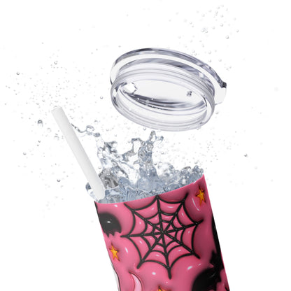 3D Inflated Pink Ghosts - SleekSip Skinny 20oz Tumbler with Straw