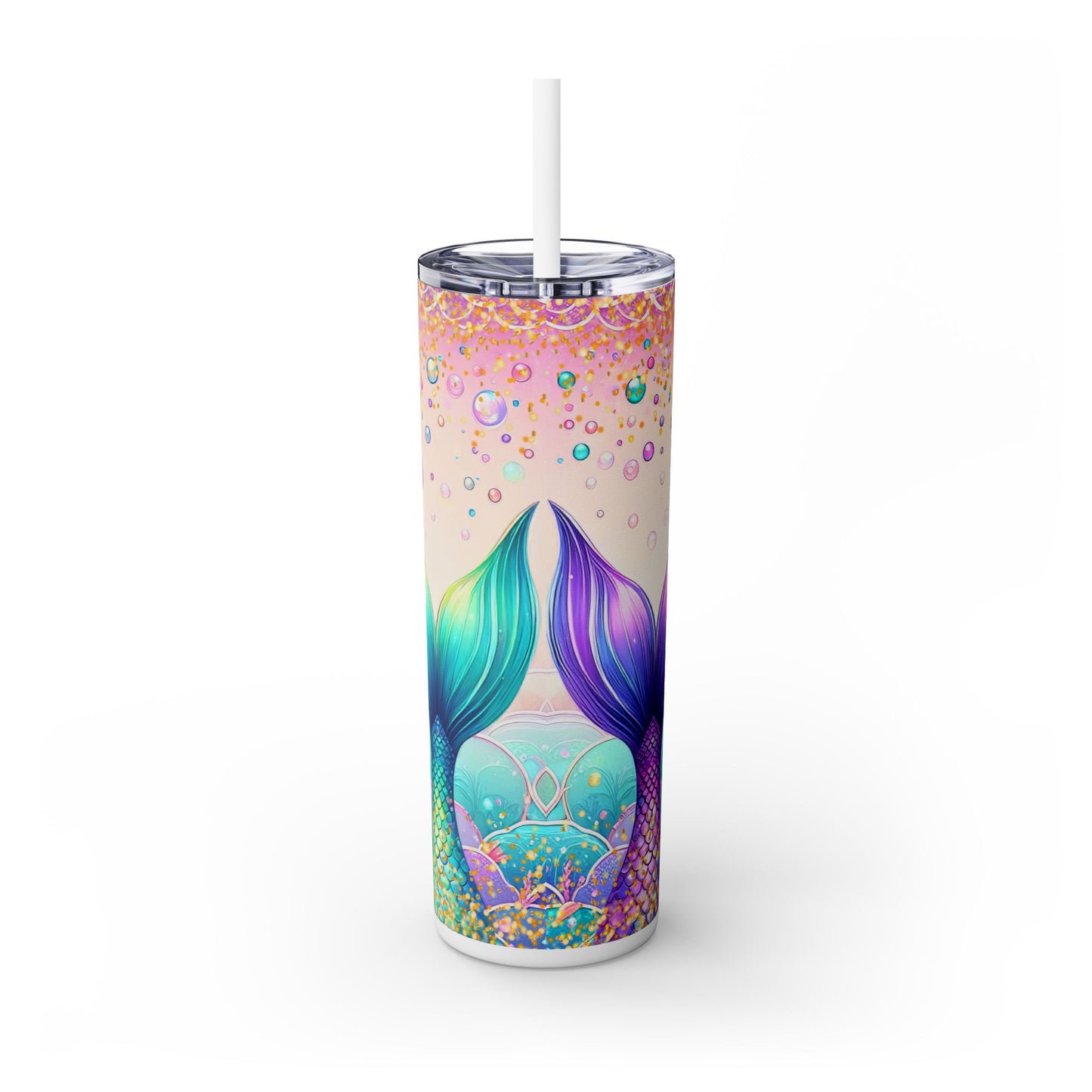 Glitter Mermaid - SleekSip Skinny 20oz Tumbler with Straw