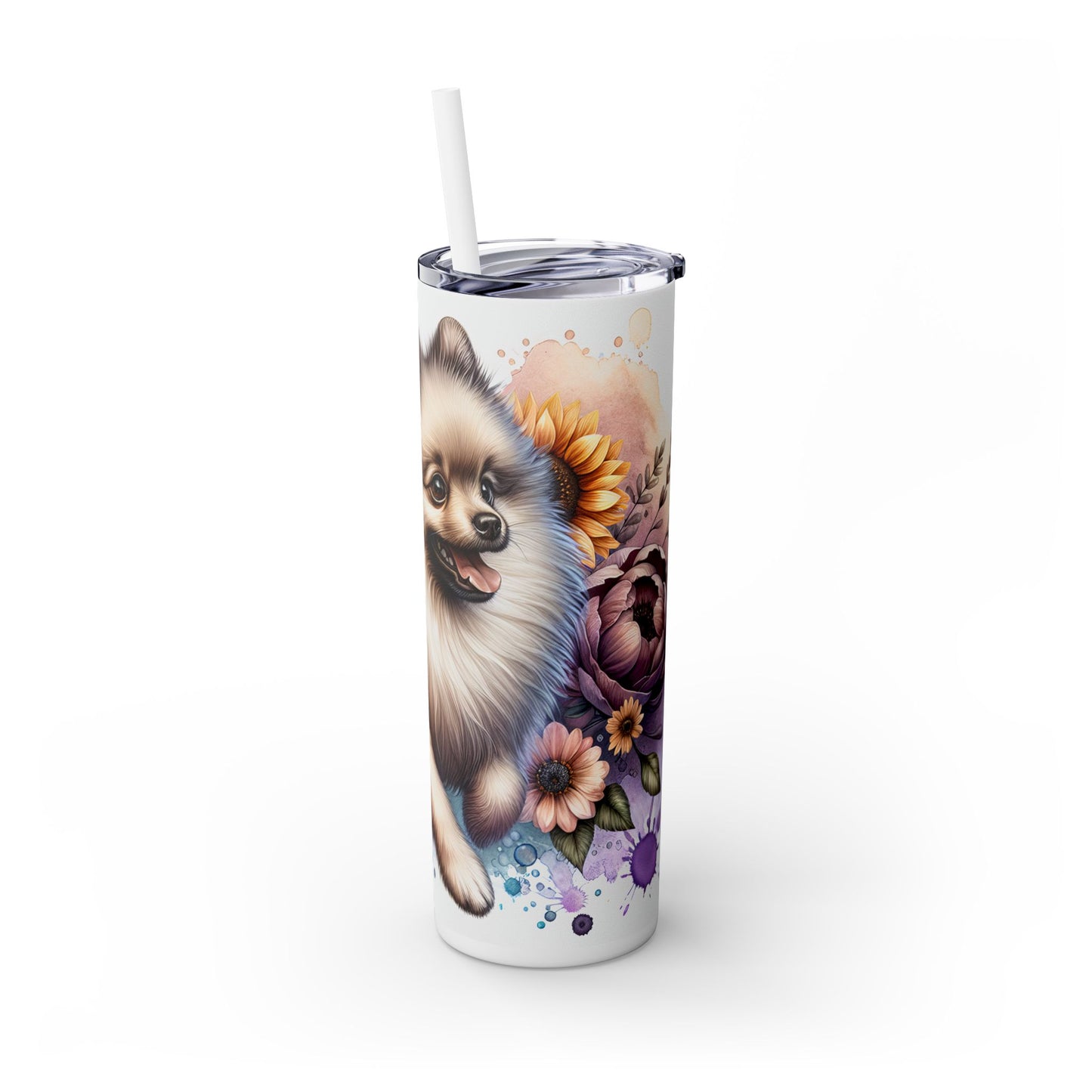 Beige Pomeranian - SleekSip Skinny 20oz Tumbler with Straw