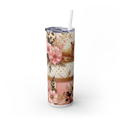 Leopard Flower Wrap - SleekSip Skinny 20oz Tumbler with Straw