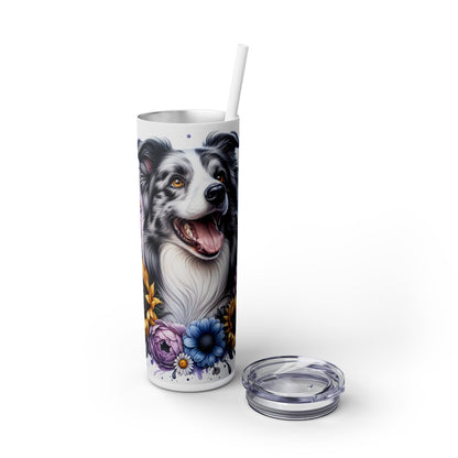 Border Collie - SleekSip Skinny 20oz Tumbler with Straw