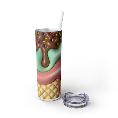 3D Inflated Ice Cream - SleekSip Skinny 20oz Tumbler with Straw