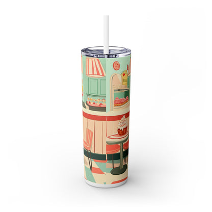 Retro Ice Cream Shop - SleekSip Skinny 20oz Tumbler with Straw