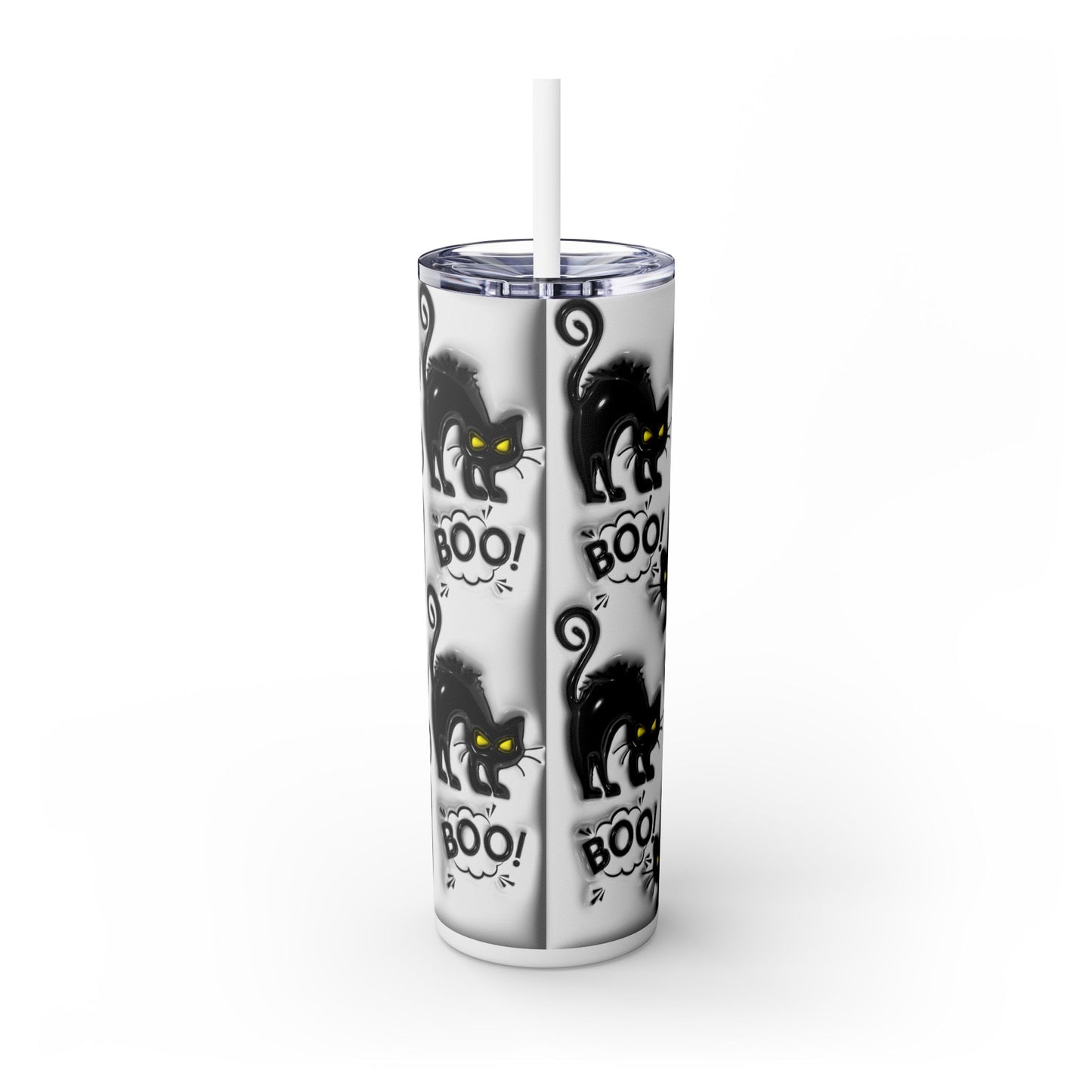 3D Inflated Halloween Cat - SleekSip Skinny 20oz Tumbler with Straw