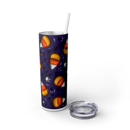 3D Inflated Candy Corn Halloween - SleekSip Skinny 20oz Tumbler with Straw