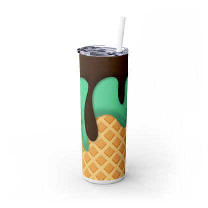 Dripping Ice Cream Waffle Cone - SleekSip Skinny 20oz Tumbler with Straw