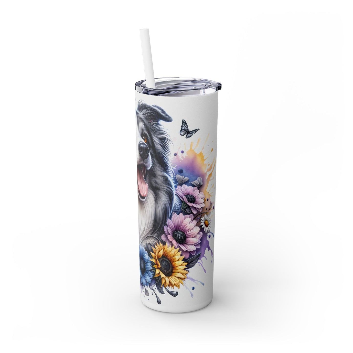 Border Collie - SleekSip Skinny 20oz Tumbler with Straw