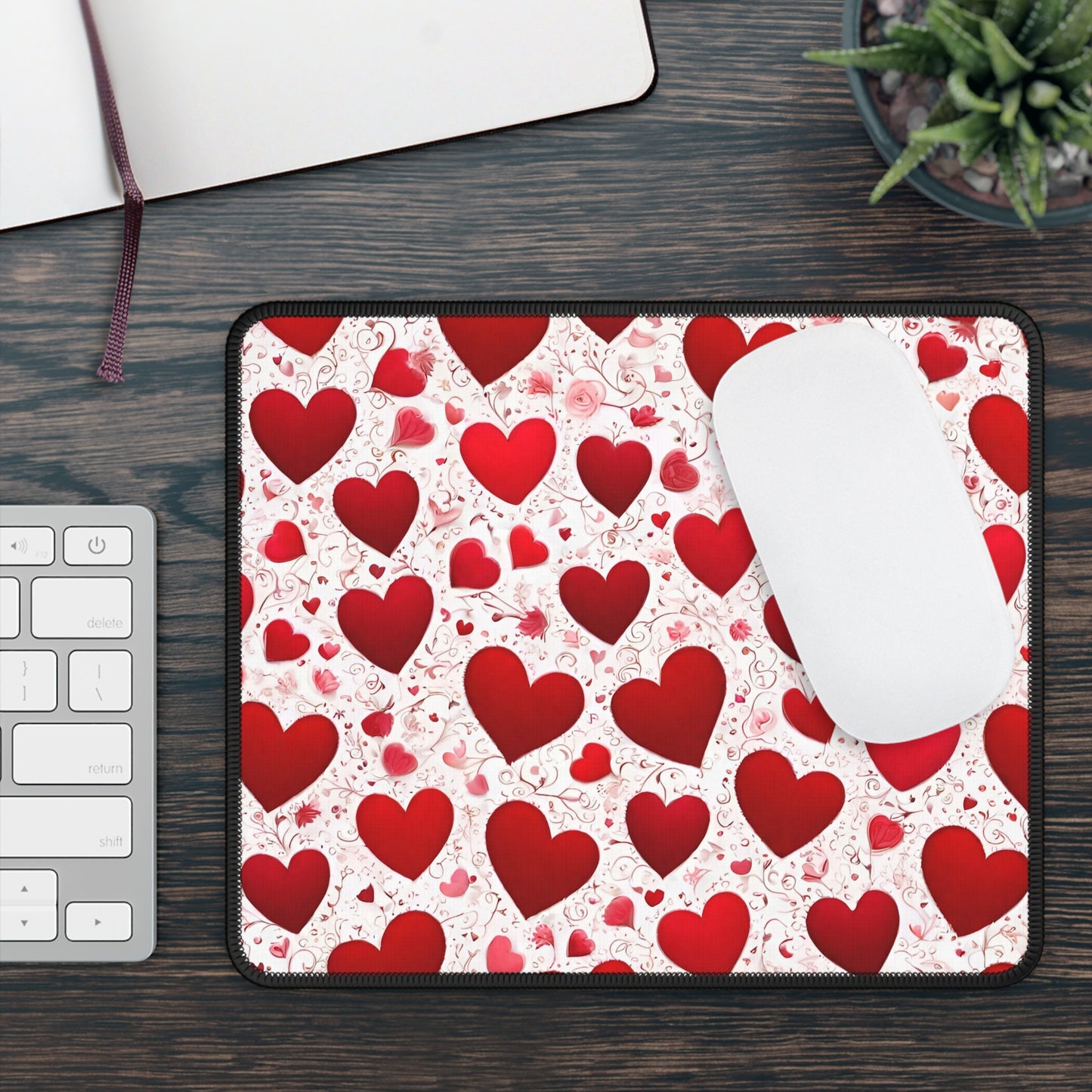 Love-Powered Floral Hearts Mouse Pad – For Smooth Moves