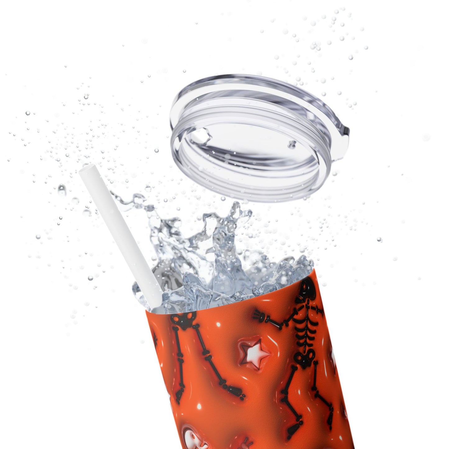 3D Inflated Halloween Bats - SleekSip Skinny 20oz Tumbler with Straw