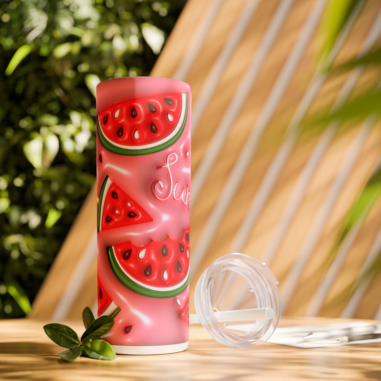 Summer Watermelon - SleekSip Skinny 20oz Tumbler with Straw