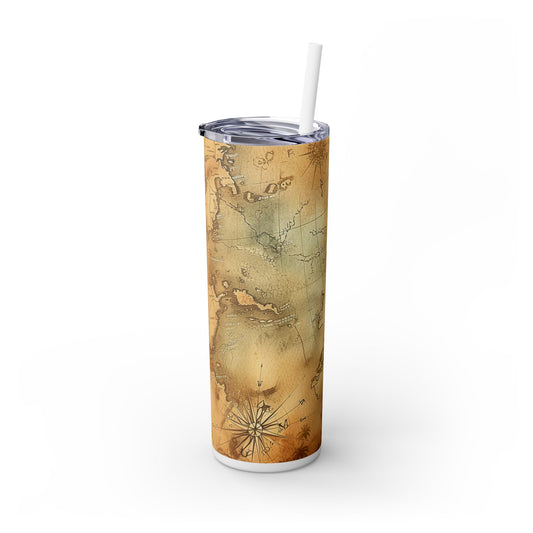 Watercolor Old Pirate Ships - SleekSip Skinny 20oz Tumbler with Straw