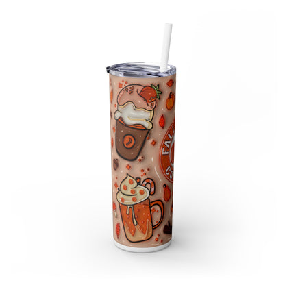 3D Inflated Fall Vibes Coffee - SleekSip Skinny 20oz Tumbler with Straw