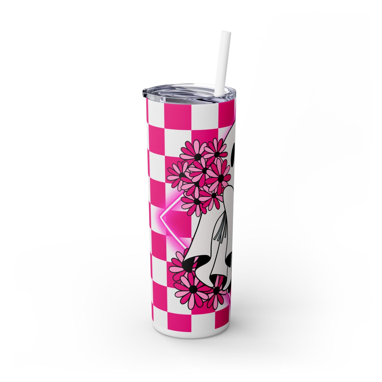 Cute Flower Ghost - SleekSip Skinny 20oz Tumbler with Straw