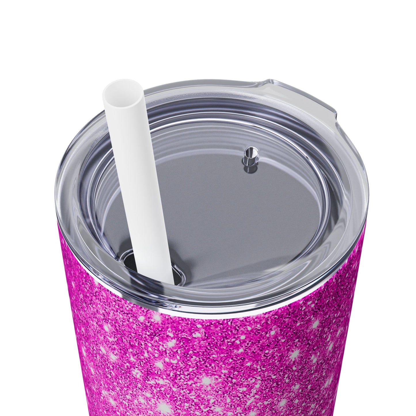 Hot Pink Sparkles - SleekSip Skinny 20oz Tumbler with Straw