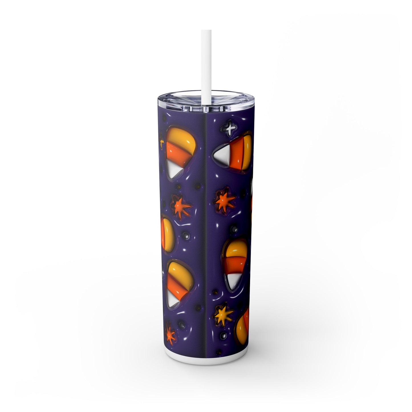 3D Inflated Candy Corn Halloween - SleekSip Skinny 20oz Tumbler with Straw