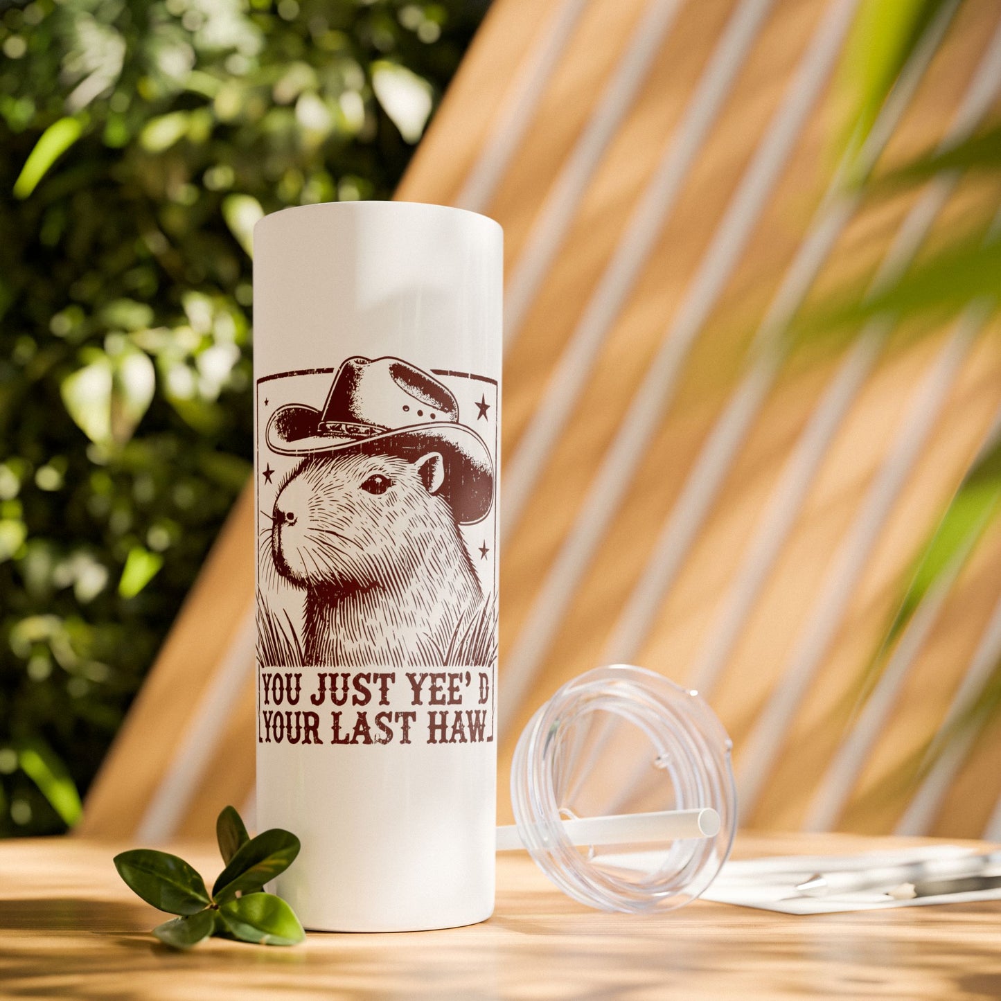 Cowboy Capybara Skinny Tumbler with Straw – 20oz