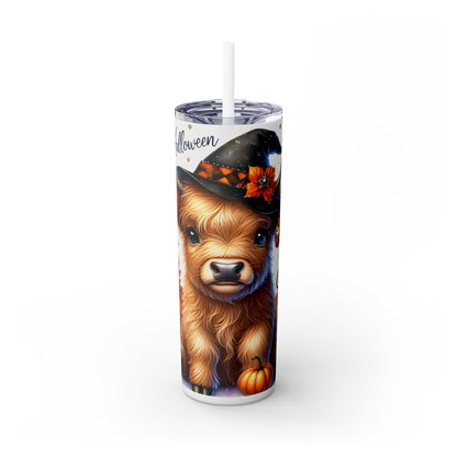 Cute Halloween Cow - SleekSip Skinny 20oz Tumbler with Straw