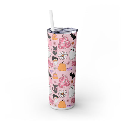 Cute Halloween Ghost - SleekSip Skinny 20oz Tumbler with Straw