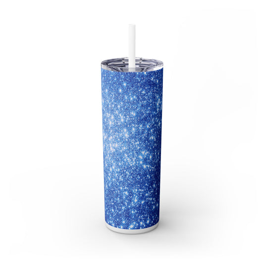 Light Blue Sparkles - SleekSip Skinny 20oz Tumbler with Straw