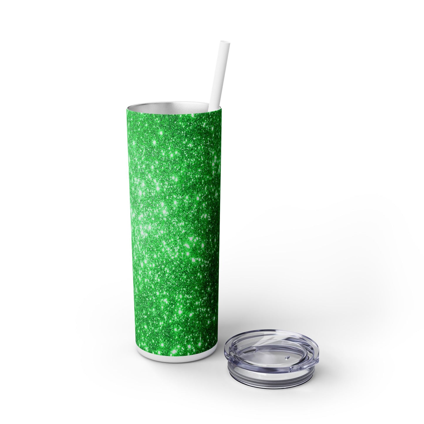 Green Sparkles - SleekSip Skinny 20oz Tumbler with Straw