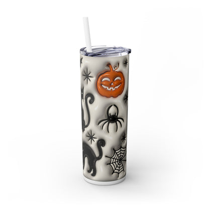 3D Inflated Halloween Bats - SleekSip Skinny 20oz Tumbler with Straw