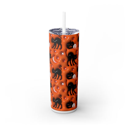 3D Inflated Halloween Bats - SleekSip Skinny 20oz Tumbler with Straw