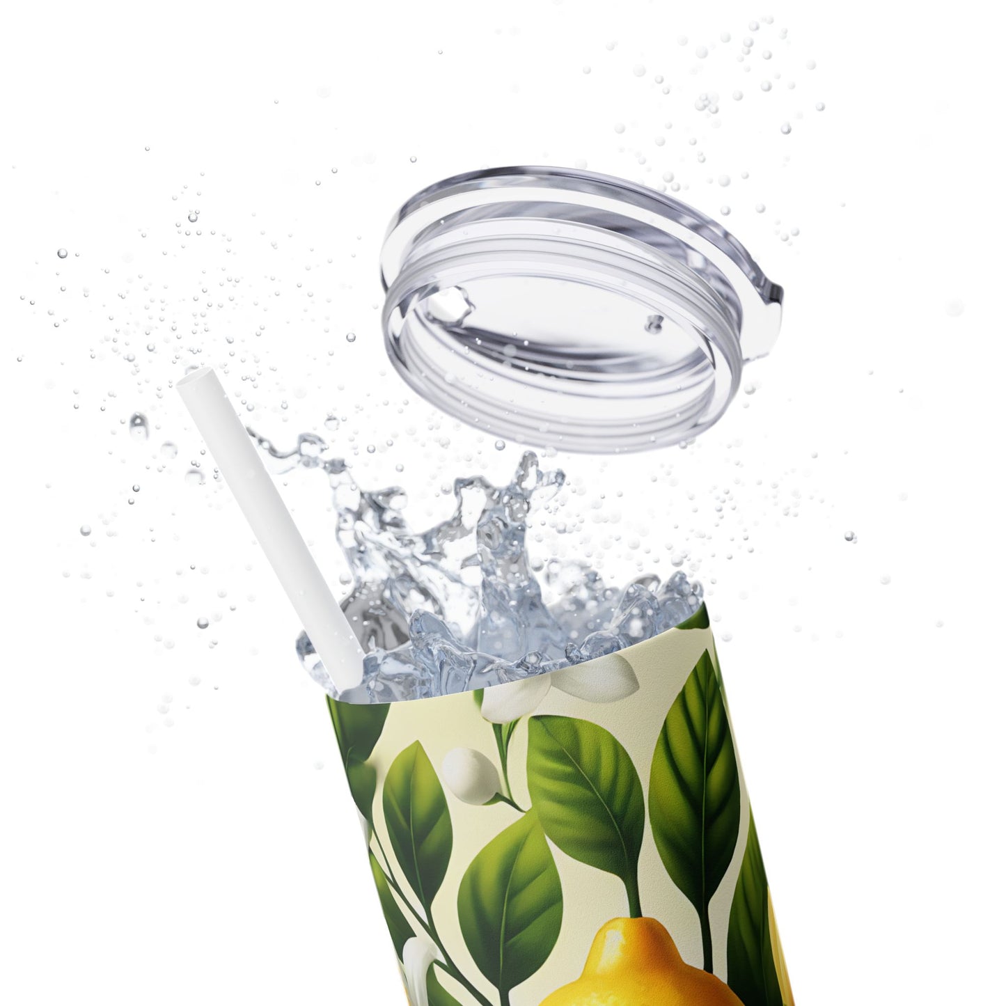 Lemon Tree with Flowers - SleekSip Skinny 20oz Tumbler with Straw