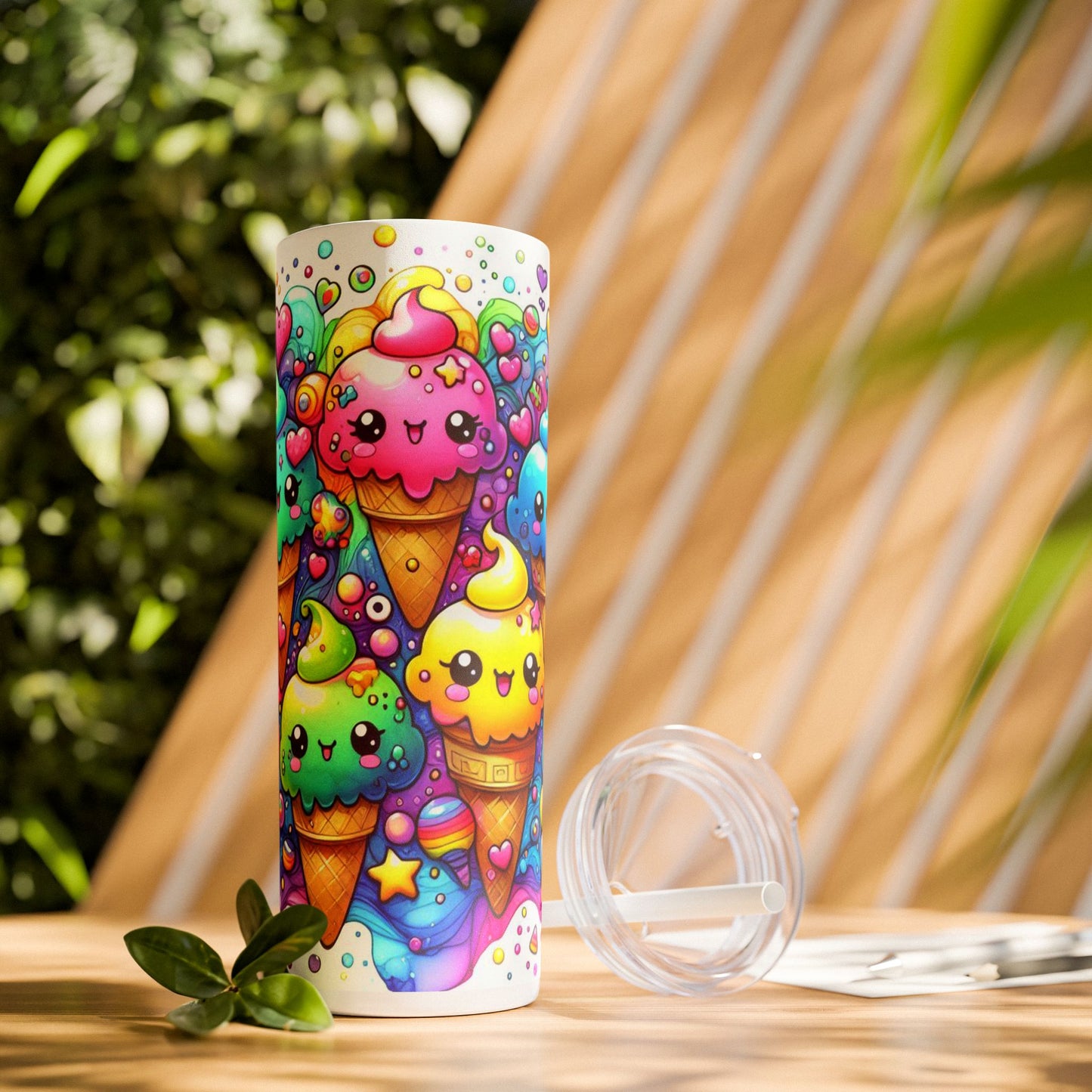 Cute Kawaii Ice Cream - SleekSip Skinny 20oz Tumbler with Straw