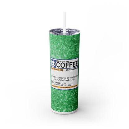 RX Coffee Sparkles - SleekSip Skinny 20oz Tumbler with Straw