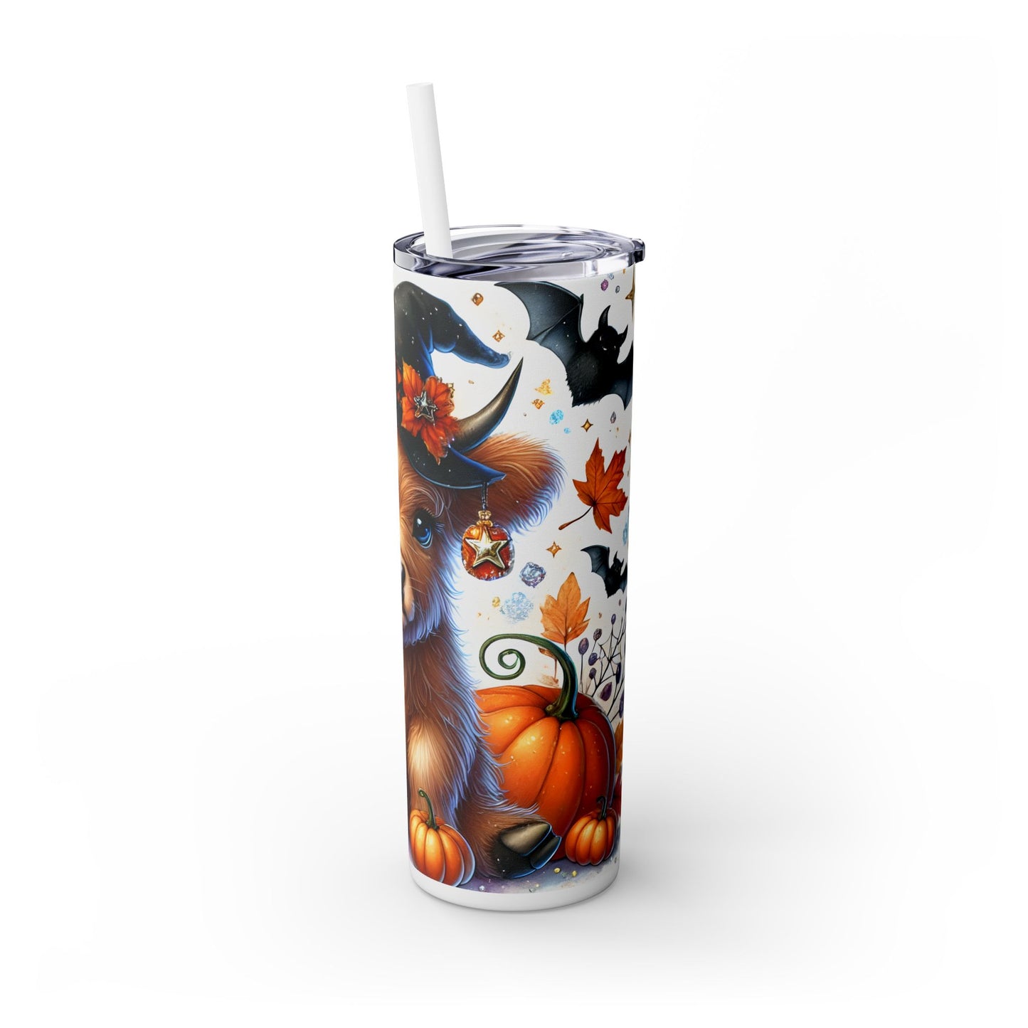 Cute Halloween Cow - SleekSip Skinny 20oz Tumbler with Straw