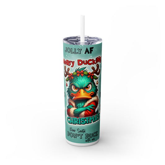 Sarcastic Christmas Duck - SleekSip Skinny 20oz Tumbler with Straw