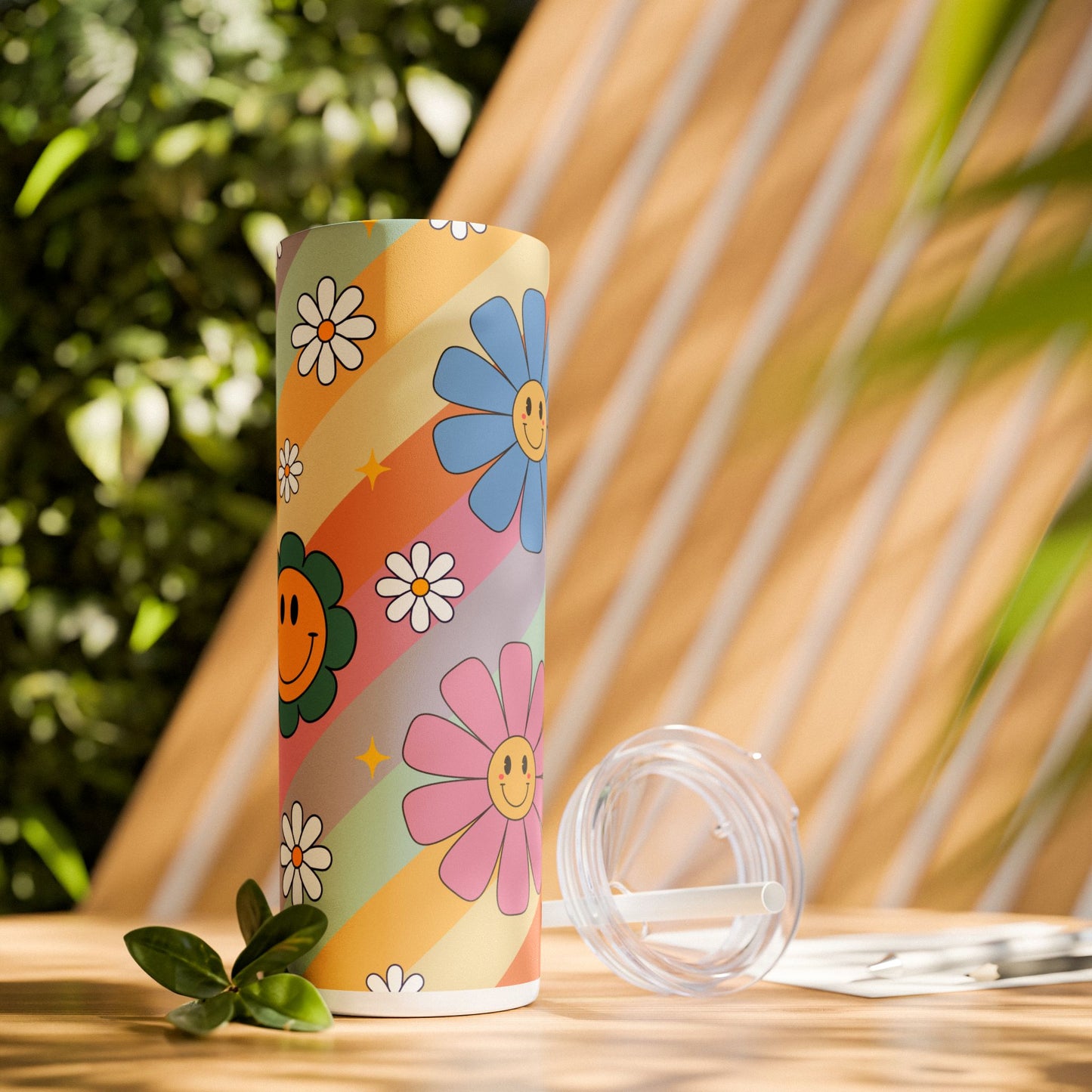 Happy 70s Flower Power - SleekSip Skinny 20oz Tumbler with Straw