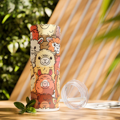 Cute Alpaca - SleekSip Skinny 20oz Tumbler with Straw