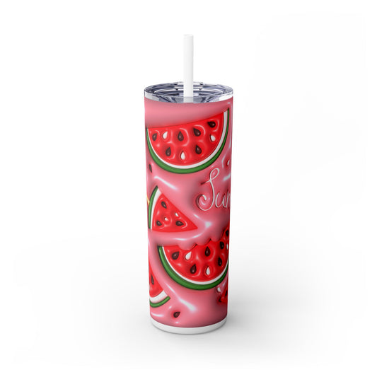 Summer Watermelon - SleekSip Skinny 20oz Tumbler with Straw