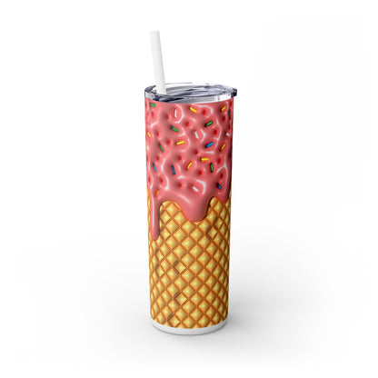 3D Inflated Ice Cream - SleekSip Skinny 20oz Tumbler with Straw