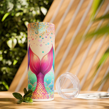 Glitter Mermaid - SleekSip Skinny 20oz Tumbler with Straw