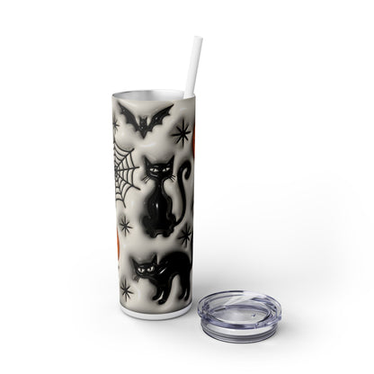 3D Inflated Halloween Bats - SleekSip Skinny 20oz Tumbler with Straw