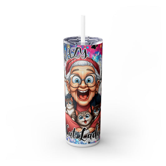 Crazy Cat Lady - SleekSip Skinny 20oz Tumbler with Straw